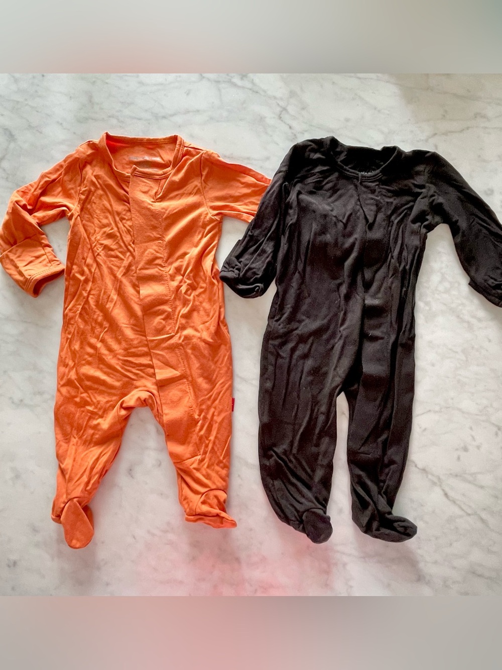Magnetic Me 2pk Footed One-Piece pajama in Orange and Black great for Halloween